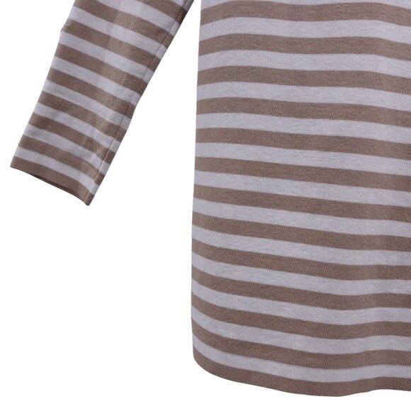 NWT Ann Taylor Cardigan Sweater Sz S Tan Cream Striped Knit Open Front Collared - Picture 11 of 12